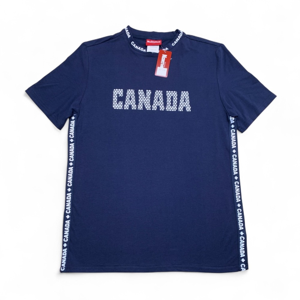 Canada Souvenir Maple Leaf Graphic‎ Tee Womens M Navy Travel Shirt NWT